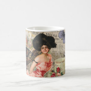 Coffee Lady Victorian Woman Pink Rich Gown Mug