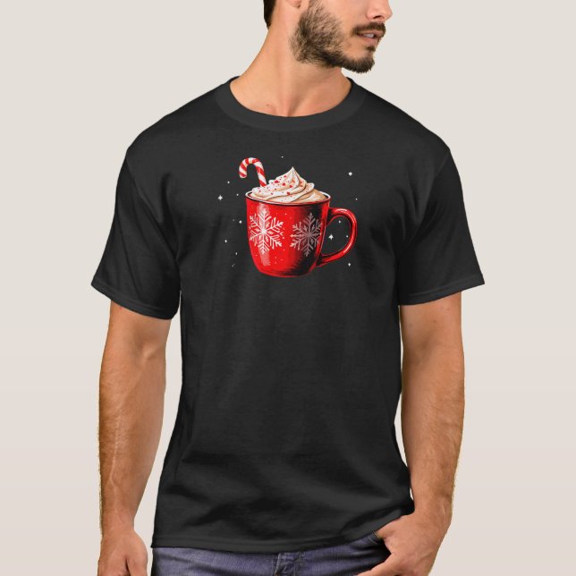 Coffee Late Hot Cocoa Gingerbread Candy Cane Chris T-Shirt (Front)