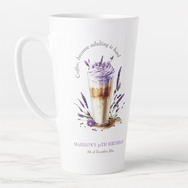 Coffee Latte Birthday Personalized Latte Mug (Left)