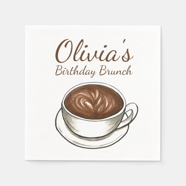Coffee Latte Cappuccino Birthday Party Brunch Napkin (Front)