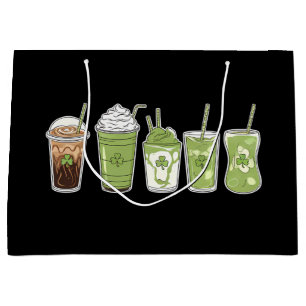 Coffee Latte Green Cute Irish St Patrick's Day Large Gift Bag
