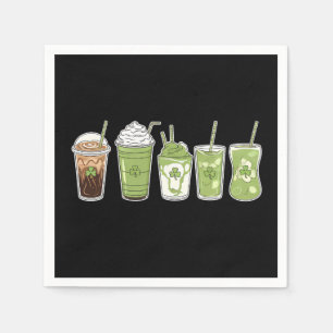 Coffee Latte Green Cute Irish St Patrick's Day Napkin