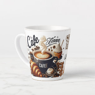 Coffee Latte Mug with Coffee Bean Pattern Design