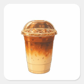 coffee latte square sticker