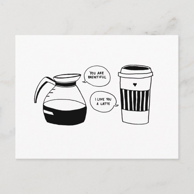 Coffee Latte Valentine's Love Holiday Postcard (Front)