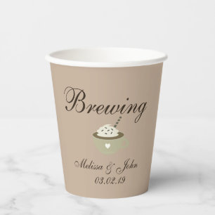 Coffee Latte Wedding Bridal Shower Beige Paper Cups