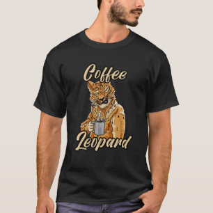 Coffee Leopard Grumpy Morning Barista Cat Cafe T-Shirt