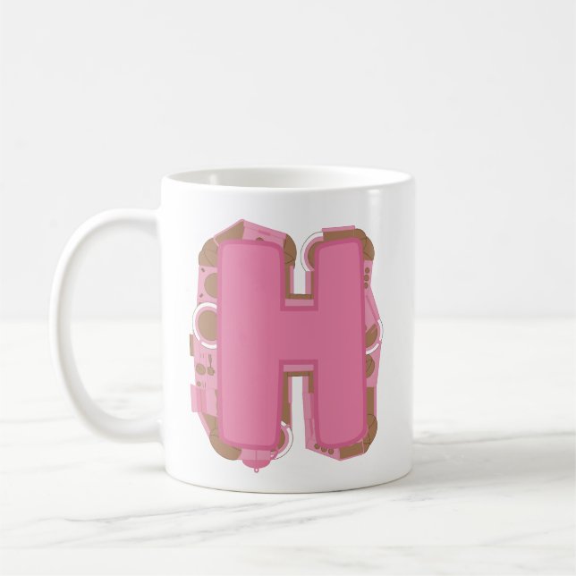 Coffee Letter H: Monogram Initial  Mug (Left)