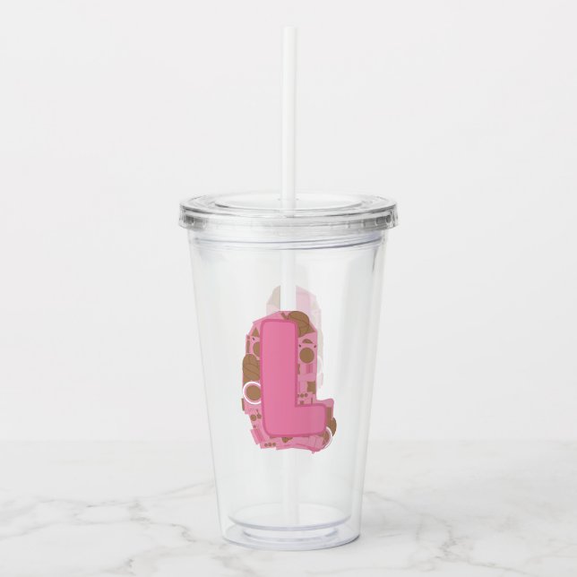 Coffee Letter L: Monogram Initial  Acrylic Tumbler (Front)