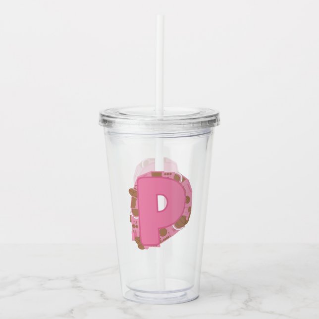 Coffee Letter M: Monogram Initial  Acrylic Tumbler (Front)