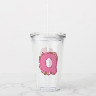 Coffee Letter Q: Monogram Initial Acrylic Tumbler