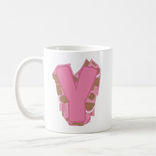 Coffee Letter Y: Monogram Initial  Mug (Left)