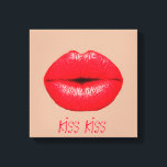 Coffee lips kiss kiss pop art canvas print<br><div class="desc">A pop Art image of bright red  crimson lips puckering up for a kiss against a coffee coloured background. This design is inspired by pop art,  modern art,  graphic art,  hipster culture and is sure to be a statement piece in your home</div>