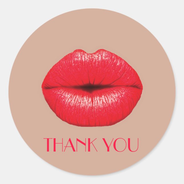 Coffee Lips kiss kiss pop art Thank You Classic Round Sticker (Front)