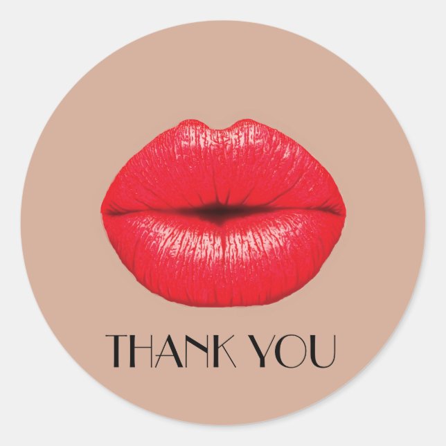 Coffee Lips kiss kiss pop art Thank You Classic Round Sticker (Front)