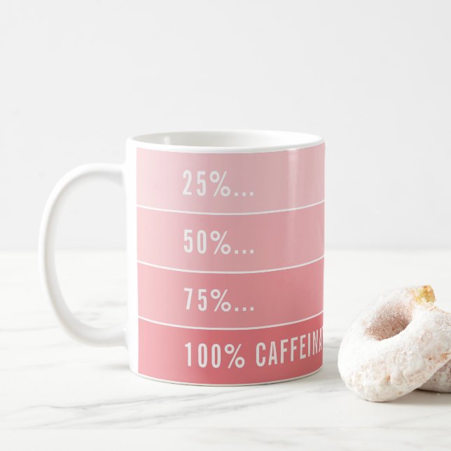 COFFEE LOADING... ombre 100% caffeinated coral Coffee Mug (With Donut)