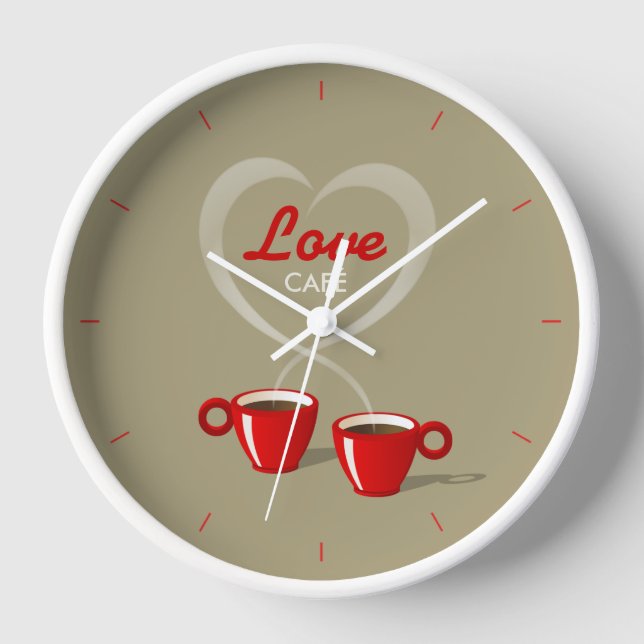 Coffee Love Café Personalized Wall Clock (Front)