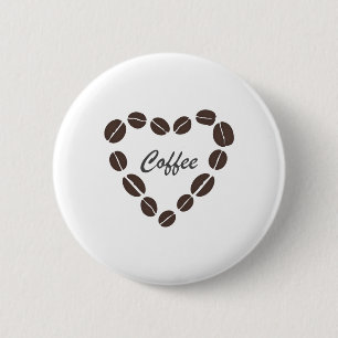 Coffee Love Coffee Bean Heart 2 Inch Round Button