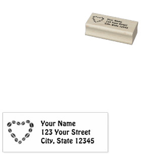 Coffee Love Coffee Bean Heart Rubber Stamp