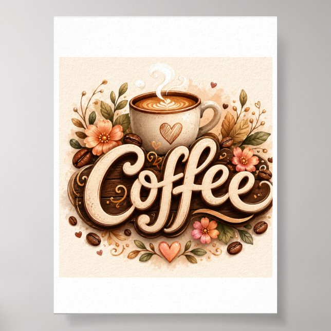 Coffee Love Floral Poster (Front)
