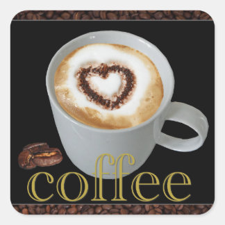 Coffee Love Heart Stickers