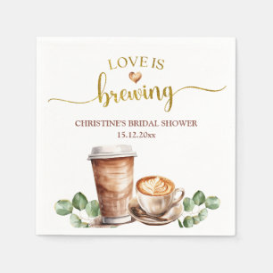 Coffee Love is Brewing Bridal Shower Napkins