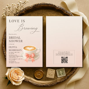 Coffee Love is Brewing QR Code Bridal Shower Invitation