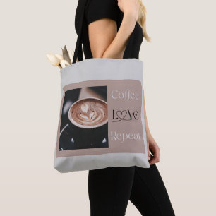 Coffee LOVE Repeat – Modern Coffee Lover Gift for  Tote Bag