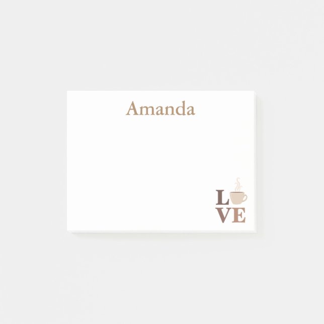 Coffee Love White and Brown Post-it Notes (Front)