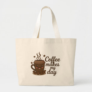 Coffee Lover Aesthetic Design Cozy Coffee Vibes Large Tote Bag