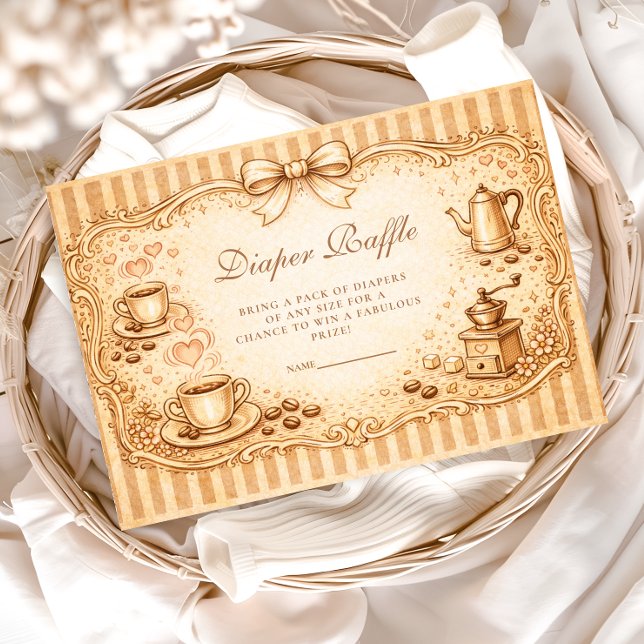 Coffee Lover Baby Shower Diapper Raffle Enclosure Card (Creator Uploaded)