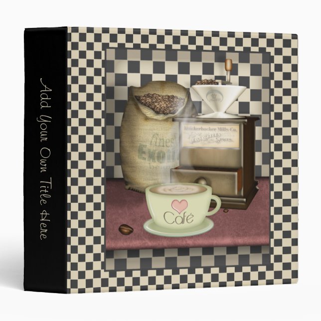 Coffee Lover Café Kitchen Recipe Binder (Front/Spine)