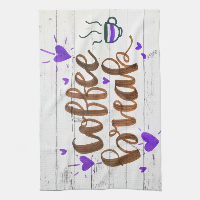 Coffee Lover Coffee Break Typography Kitchen Towel (Vertical)