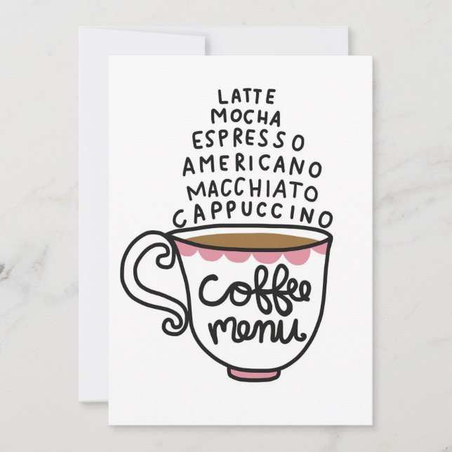 Coffee Lover Coffee Menu Invitation (Front)