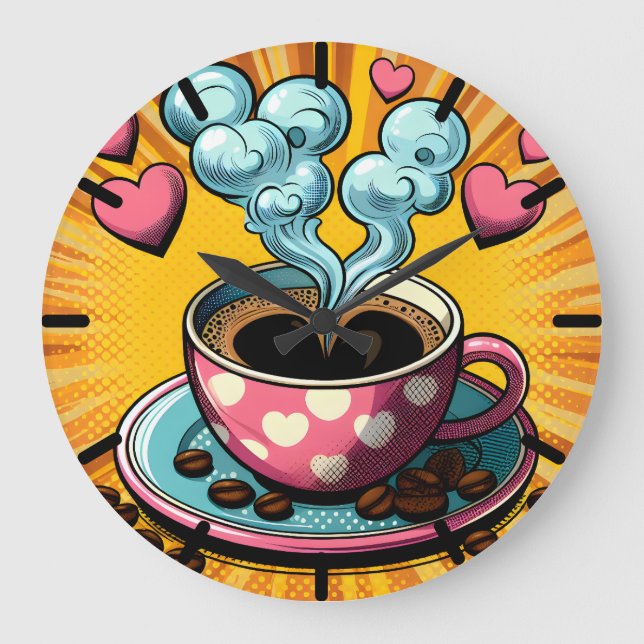 Coffee Lover Coffee Shop or Café Clock (Front)
