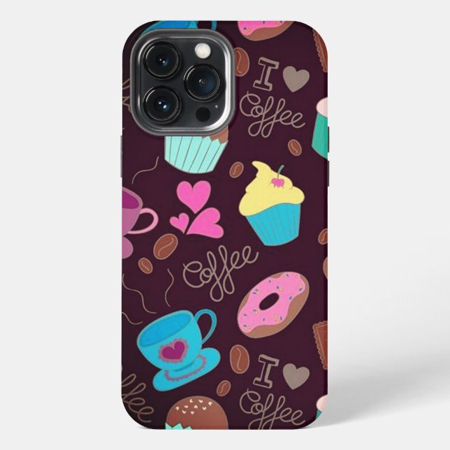 Coffee Lover Cups & Cupcakes iPhone Case (Back)