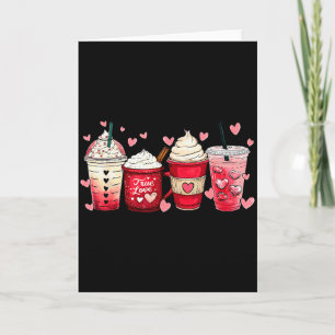 Coffee Lover Cups Latte Iced Cream Valentines Day  Card