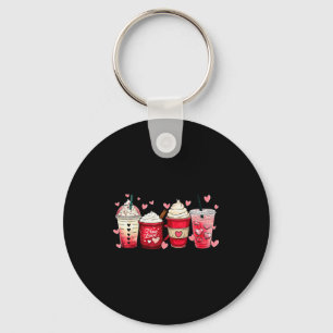 Coffee Lover Cups Latte Iced Cream Valentines Day Keychain