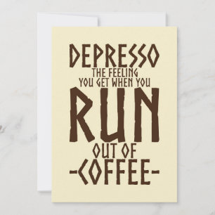 Coffee Lover Depresso Artwork Thank You Card