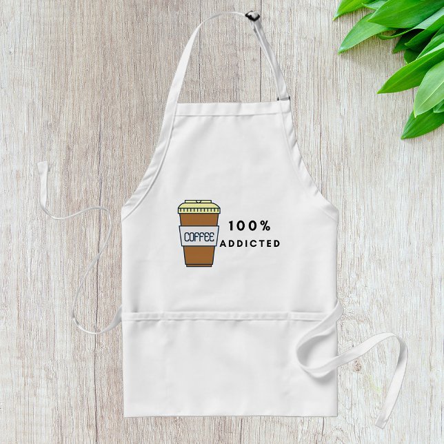 Coffee Lover Design 100% Addicted Caffeine  Standard Apron (Creator Uploaded)