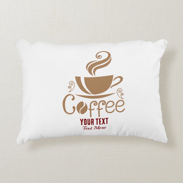 Coffee Lover Design – Minimal Coffee Cup Graphic Accent Pillow (Front)