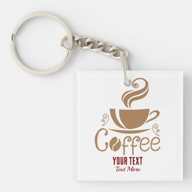 Coffee Lover Design – Minimal Coffee Cup Graphic Keychain (Front)