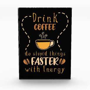 Coffee Lover Drink Coffee Faster With Energy Photo Block