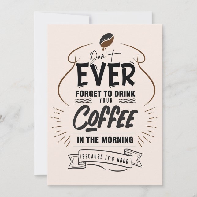 Coffee Lover Drink Your Coffee Thank You Card (Front)