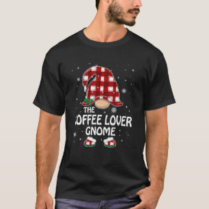 Coffee Lover Gnome Buffalo Plaid Matching Family T-Shirt