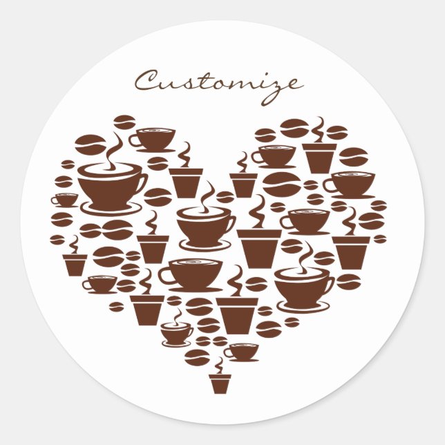 Coffee Lover Heart Thunder_Cove Classic Round Sticker (Front)