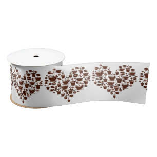Coffee Lover Heart Thunder_Cove Satin Ribbon