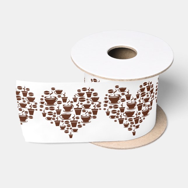 Coffee Lover Heart Thunder_Cove Satin Ribbon (Spool)