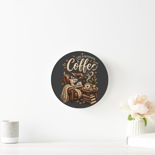 Coffee Lover – Life Is Better With Coffee Round Clock (Home)