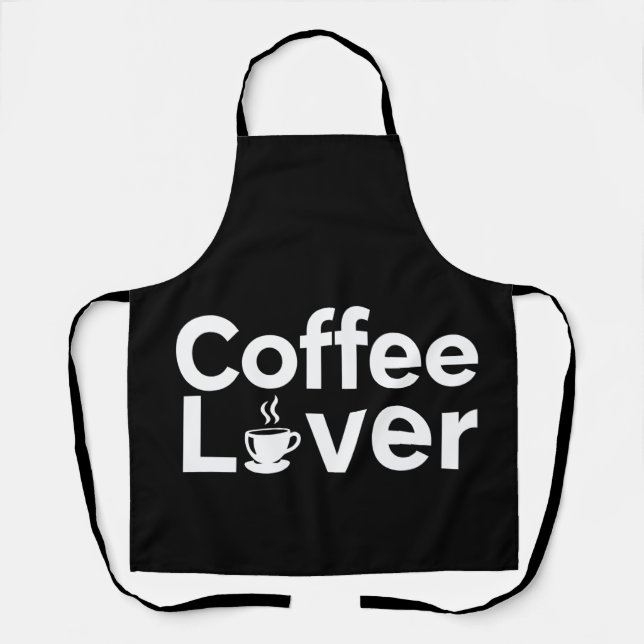 Coffee Lover Minimalist Typography Black Apron (Front)